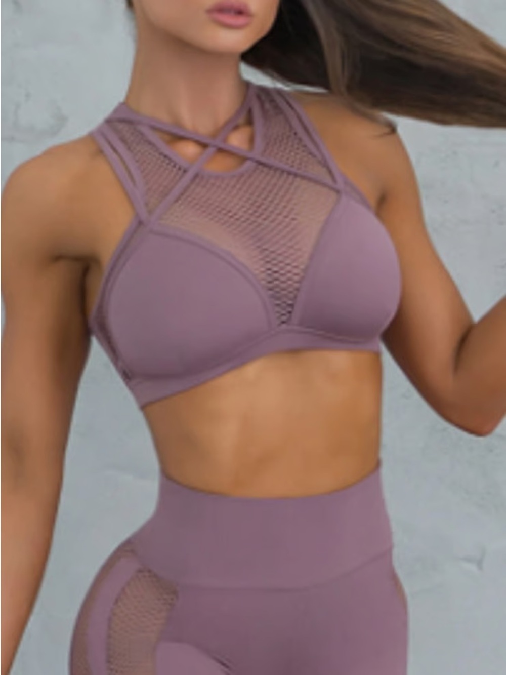 New Bombshell Sportswear Purple Strappy Sports Top Large